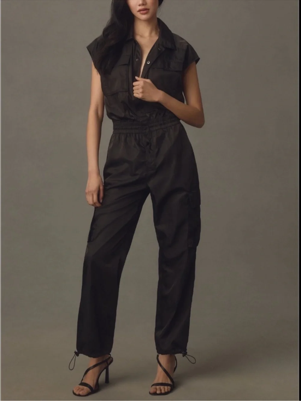 PISTOLA Jade Cargo Black Jumpsuit Lightweight Sleeveless XL